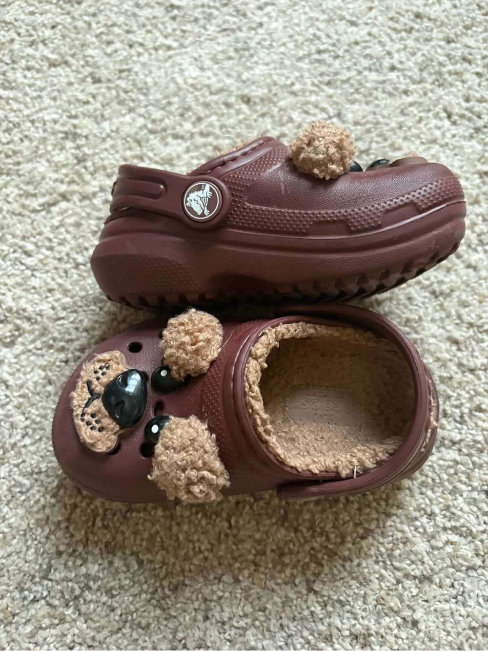 Crocs Faux Shearling Lined Bear Clog Toddler Size C6 Brown